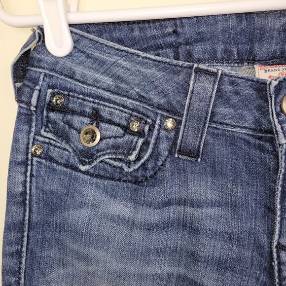 True Religion Voyager Jeans Straight Legs Pockets W/ Flap Crystal Button Size 27 - Picture 6 of 11